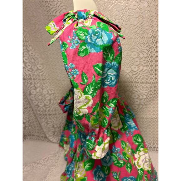 Vintage 80’s Little Star Rockabilly, Floral Tea Party Dress, Puffy Sleeves, 4T - Picture 8 of 9